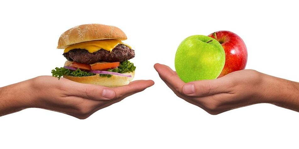 健康和不健康食物之间的选择